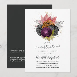 Vintage Autumn Floral Online Virtual Wedding Invitation