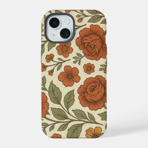 Vintage Autumn Floral Pattern – Rustic Botanical iPhone 15 Case