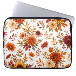 Vintage Autumn Floral Pattern with Sunflowers Laptop Sleeve