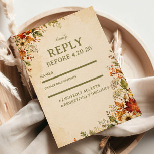 Vintage Autumn Floral RSVP Card
