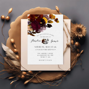 Vintage Autumn Floral Wedding Invitation