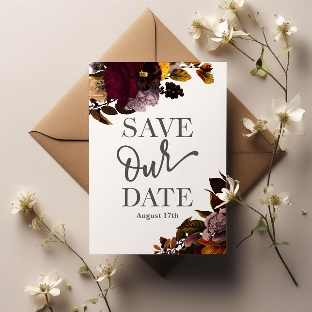 Vintage Autumn Floral Wedding Save The Date (Creator Uploaded)