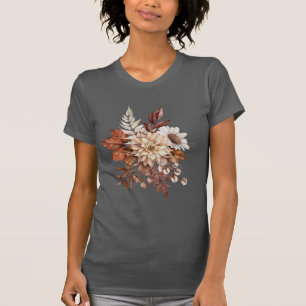 Vintage Autumn Flower Leaves T-Shirt