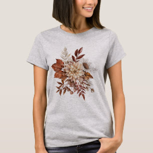 Vintage Autumn Flower Leaves T-shirt