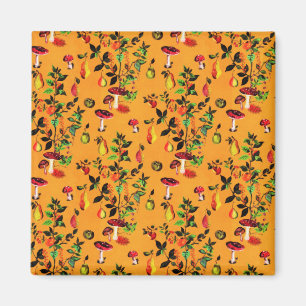 Vintage Autumn Forest Mushroom Fruit Watercolor Magnet