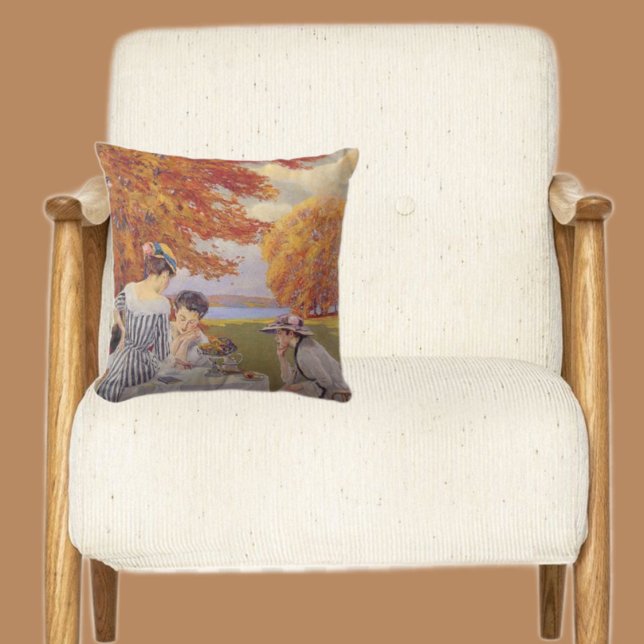 Vintage Autumn Garden Tea Party Elegant Edwardian Cushion (Creator Uploaded)