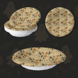 Vintage Autumn Ghosts & Black Cats Halloween Paper Plate
