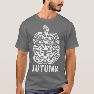 Vintage Autumn Halloween Sugar Skull Design Premiu T-Shirt