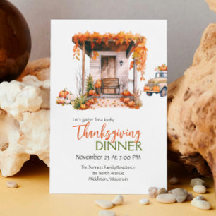 Vintage Autumn Harvest Friendsgiving Thanksgiving Invitation