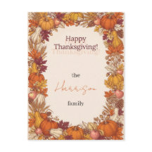 Vintage Autumn Harvest Happy Thanksgiving Greeting
