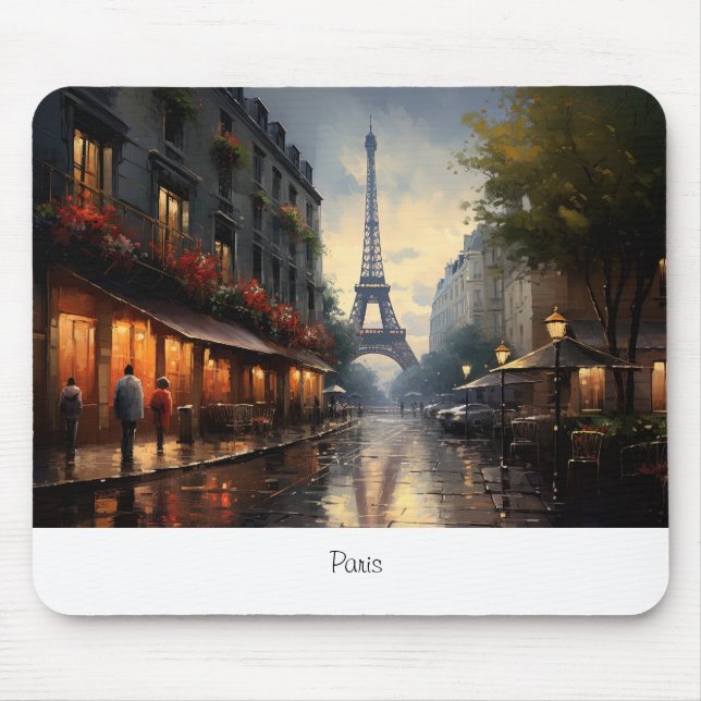 Vintage autumn in Paris France Mouse Mat (Front)