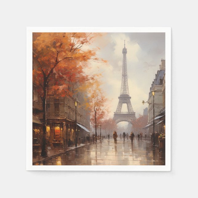 Vintage autumn in Paris France Napkin (Front)
