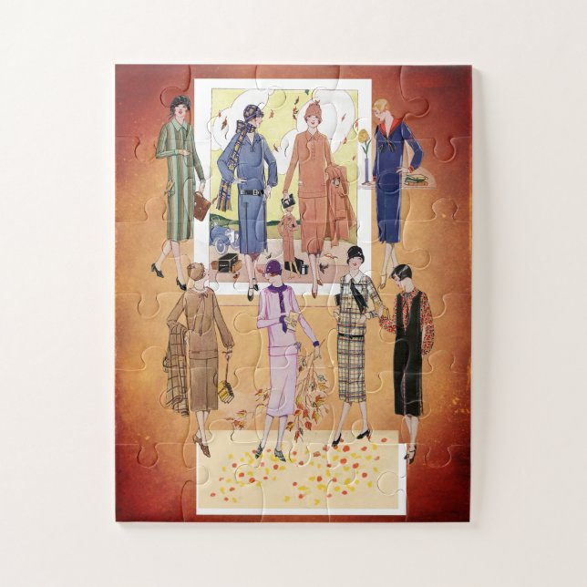 Vintage Autumn Jazz Age Fashions  Jigsaw Puzzle (Vertical)