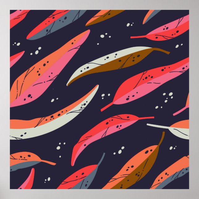 Vintage autumn leaf seamless pattern background. C Poster (Front)