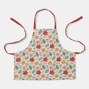Vintage Autumn Leaves and Acorns Pattern Apron