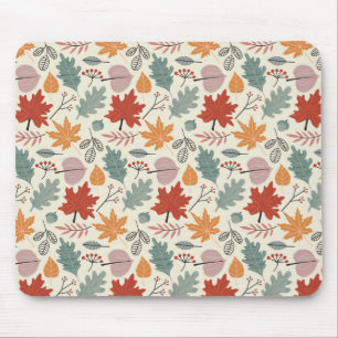 Vintage Autumn Leaves and Acorns Pattern Mouse Mat