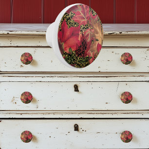 Vintage Autumn Leaves Ceramic Knob