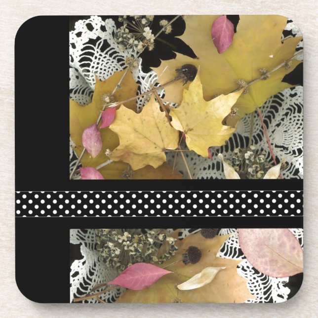 Vintage Autumn Leaves Coaster (Front)