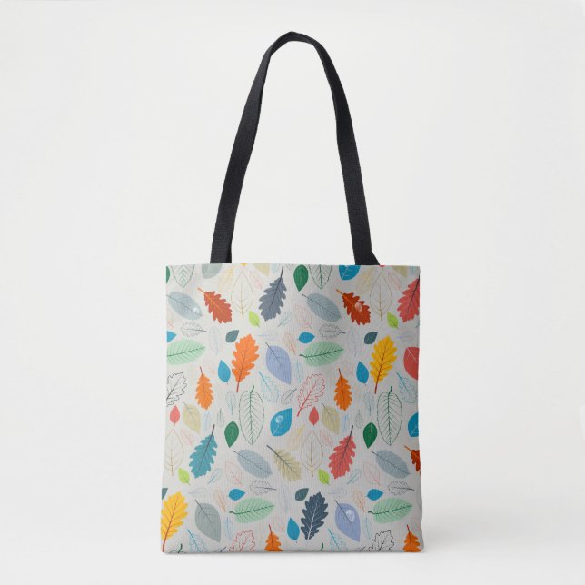 Vintage Autumn Leaves Illustration Pattern Tote Bag (Front)
