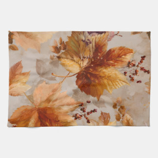 Vintage Autumn leaves  Tea Towel
