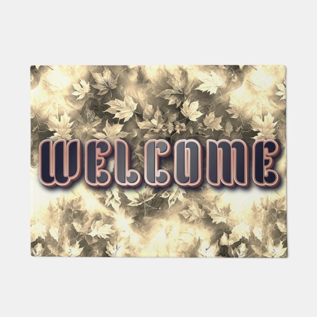 Vintage Autumn Leaves Welcome Mat  (Front)
