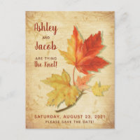Vintage Autumn Maple Leaves Wedding Save the Date