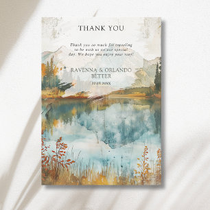 Vintage Autumn Mountain Lake Fall Thank You Card