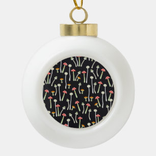 Vintage autumn mushrooms pattern design. ceramic ball christmas ornament