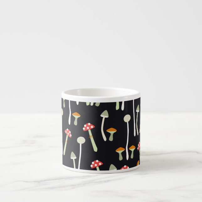 Vintage autumn mushrooms pattern design. espresso cup (Front)