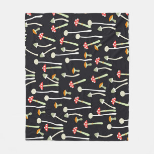 Vintage autumn mushrooms pattern design. fleece blanket