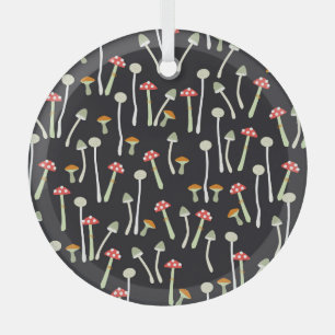 Vintage autumn mushrooms pattern design. glass tree decoration