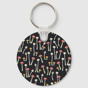 Vintage autumn mushrooms pattern design. key ring