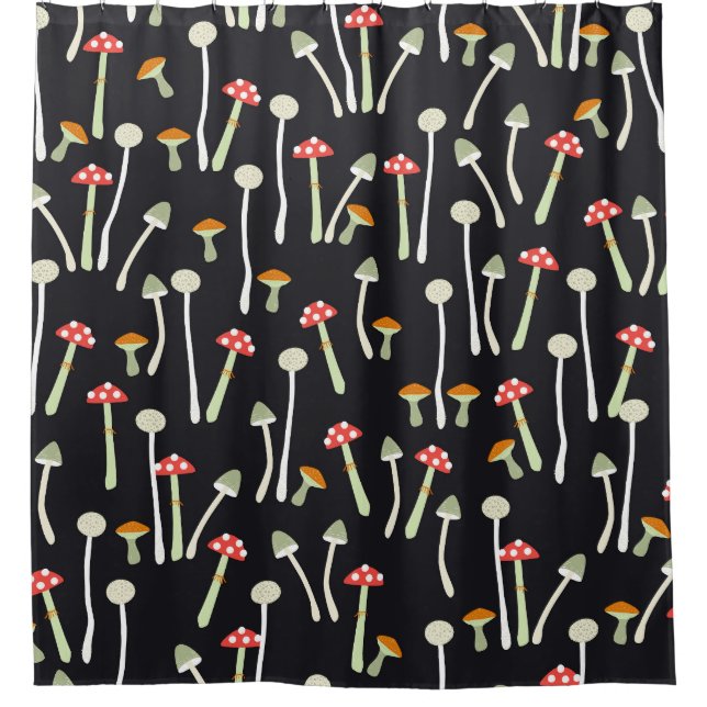 Vintage autumn mushrooms pattern design. shower curtain (Front)