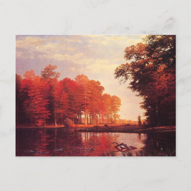 Vintage Autumn Pond Painting Postcard (Front)