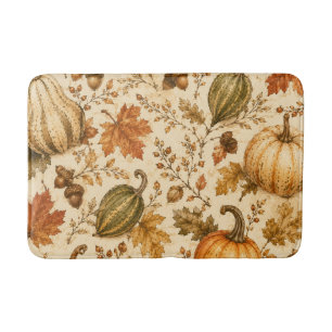 Vintage Autumn Pumpkin & Gourds Pattern  Bath Mat