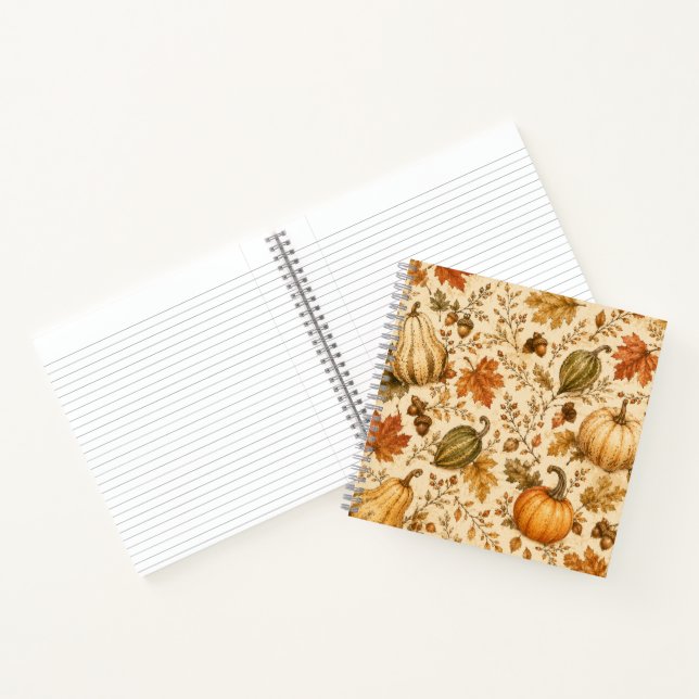 Vintage Autumn Pumpkin & Gourds Pattern  Notebook (Inside)