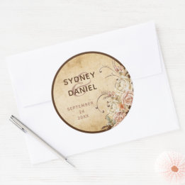 Vintage Autumn Rose Wedding Sticker