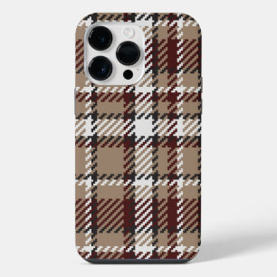 Vintage Autumn Sand and Burgundy Plaid iPhone 14 Pro Max Case