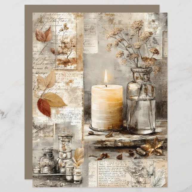 Vintage Autumn Spice & Warm glow Scrapbook Paper (Front/Back)