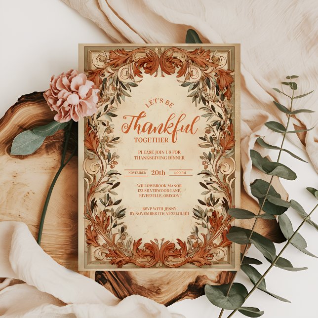 Vintage Autumn Thanksgiving Celebration Invitation (Creator Uploaded)
