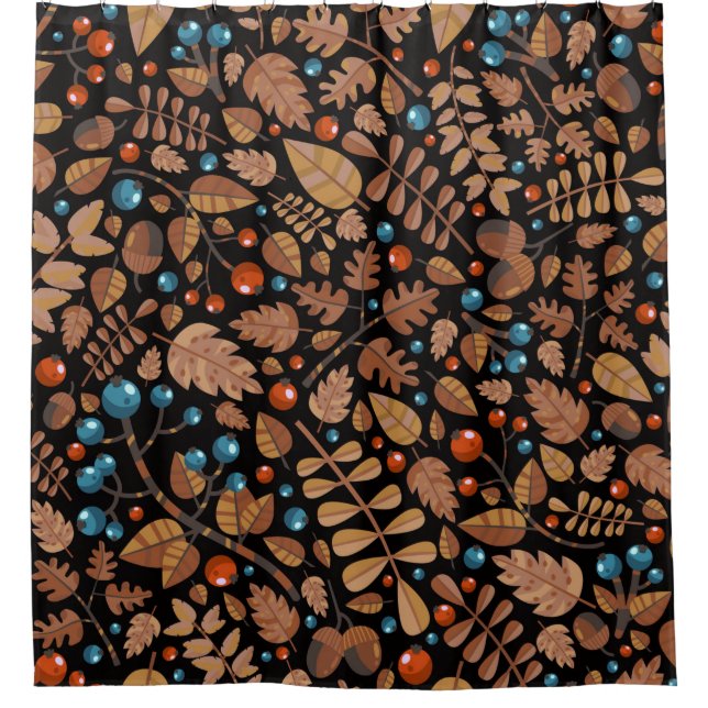 vintage autumn, winter pattern with plants. shower curtain (Front)