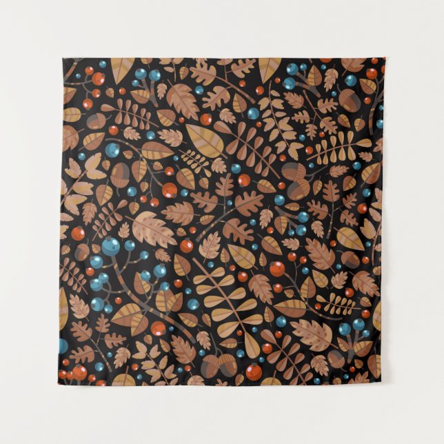 vintage autumn, winter pattern with plants. tapestry (Front)