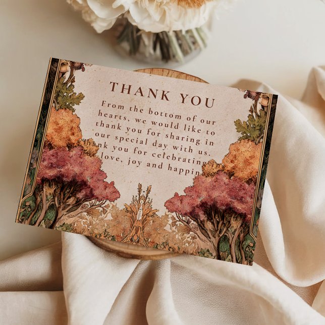 Vintage Autumn Woodland Wedding Thank You Card (Creator Uploaded)