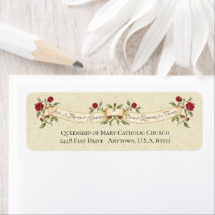 Vintage Ave Maria Red Roses Catholic