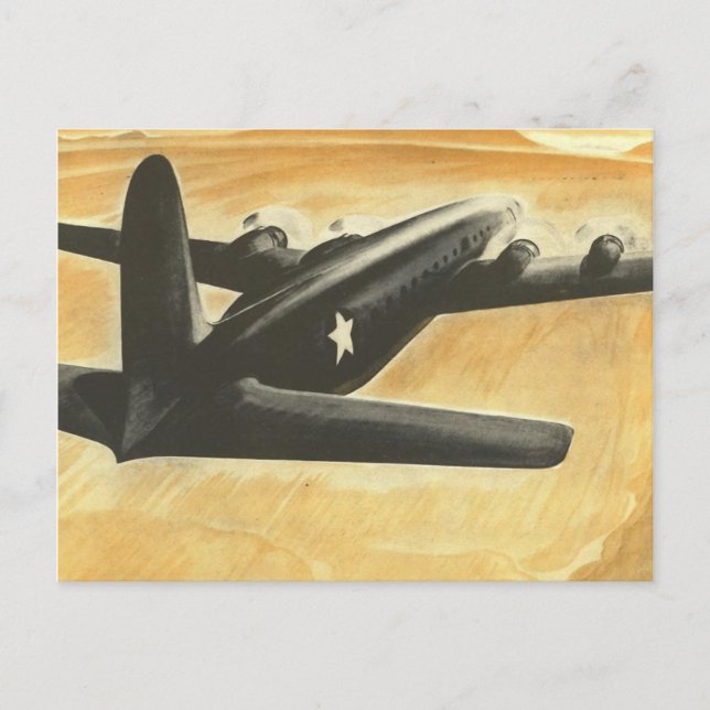 Vintage Aviation Aeroplane Colour Art Postcard (Front)