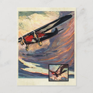Vintage Aviation Aeroplane Colour Art Postcard