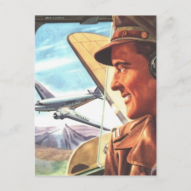 Vintage Aviation Aeroplane Colour Art Postcard (Front)