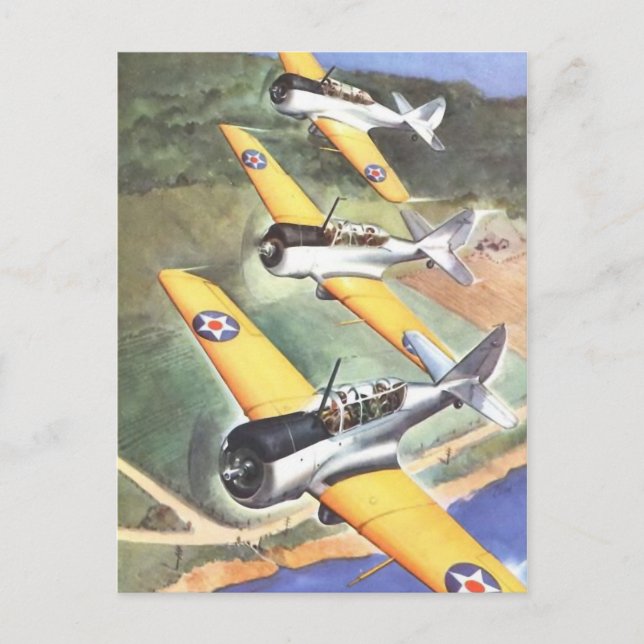 Vintage Aviation Aeroplane Colour Art Postcard (Front)