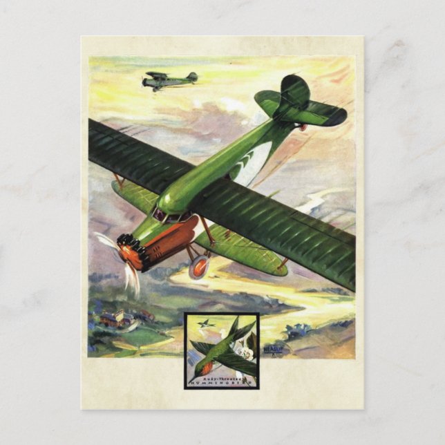 Vintage Aviation Aeroplane Colour Art Postcard (Front)