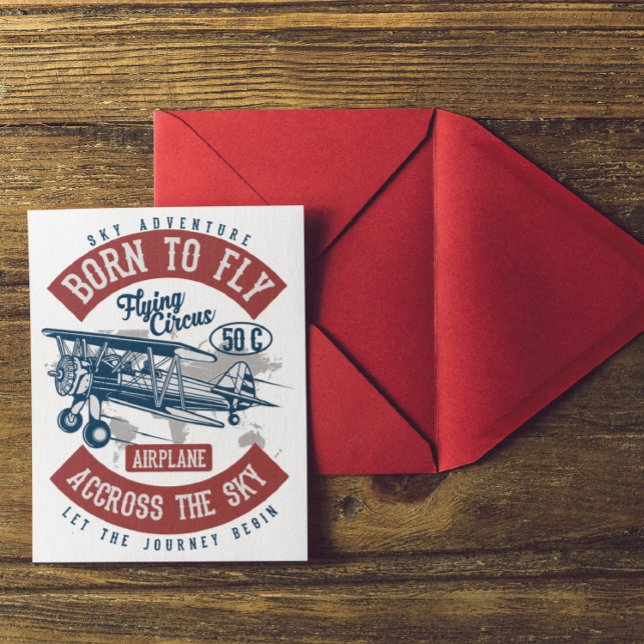 Vintage Aviation Aeroplane Colour Postcard (born to fly vintage aviation postcard)